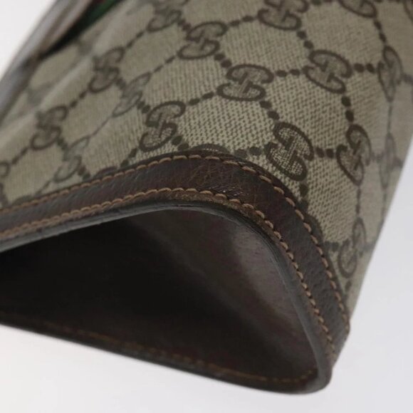 GUCCI GG Supreme Web Sherry Line Clutch Bag PVC Beige 41 014 2125 23 Auth - Picture 6 of 16